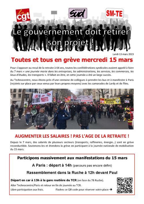 230313 Tract intersyndical Retraites 15 mars
