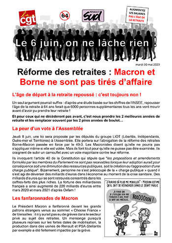 230530 Tract intersyndical Retraites 6 juin