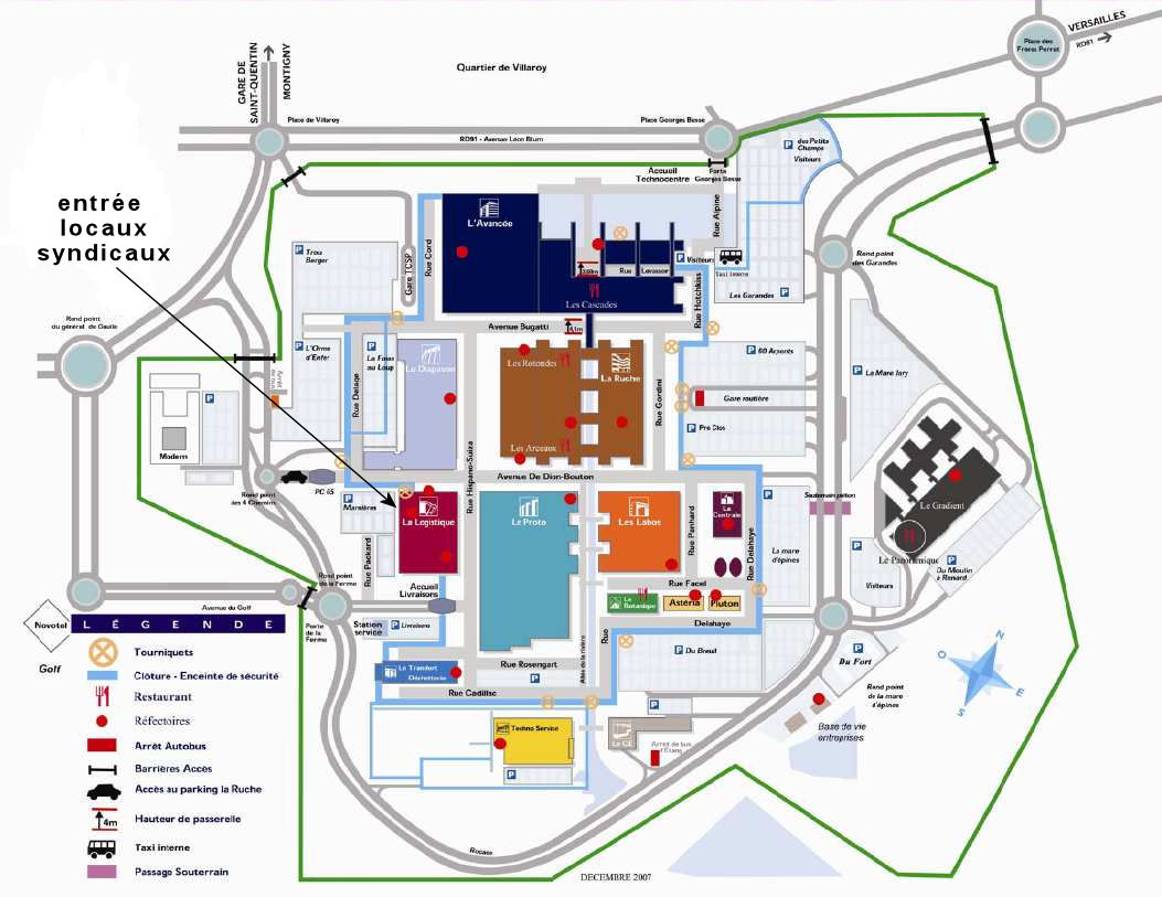 Plan du Technocentre Renault à Guyancourt