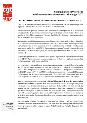 230727 CP FTM CGT Salaires Minimum Hierararchises 2024
